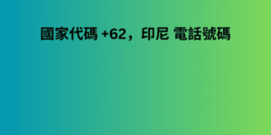 國家代碼 +62，印尼 電話號碼